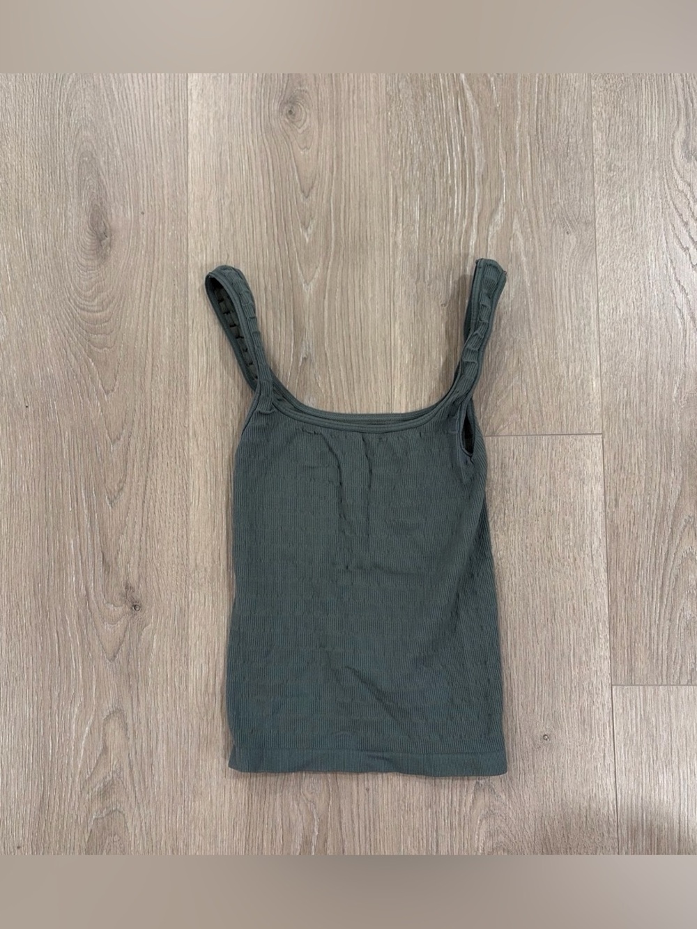 Free People Olive Ribbed Square Neck Tank